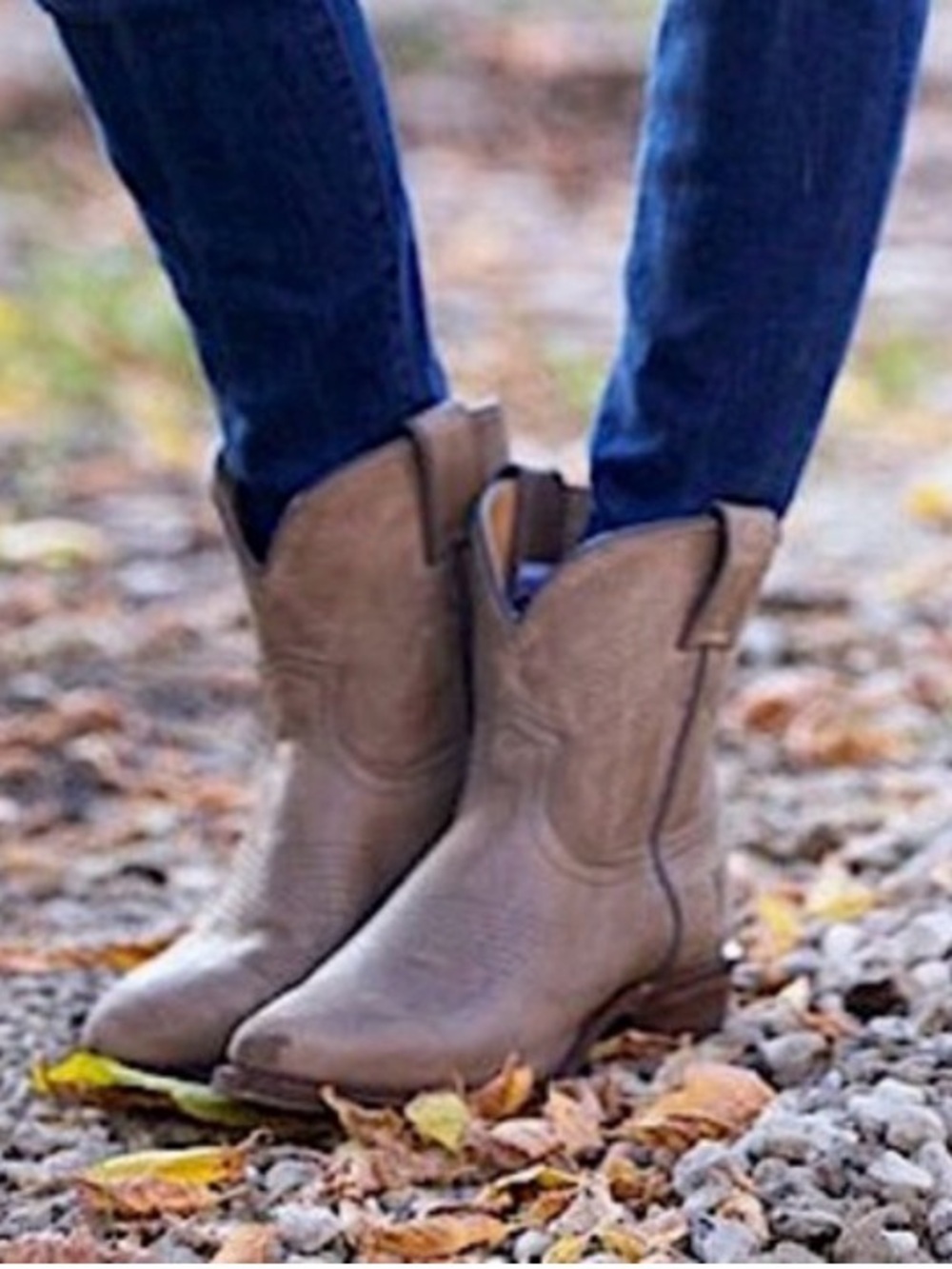 Women’s Frye Billy Taupe Western Leather Cowboy Boots 8